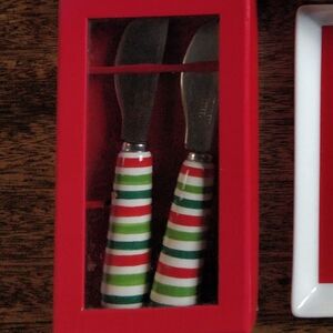 Set of 2 Christmas Striped Cheese Knives